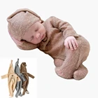 Реквизит для фотосъемки новорожденных аксессуары наряд для новорожденных мальчиков и девочек трикотажный мохеровая Шапочка + Комплект комбинезонов детская фотоодежда для студийной фотосъемки