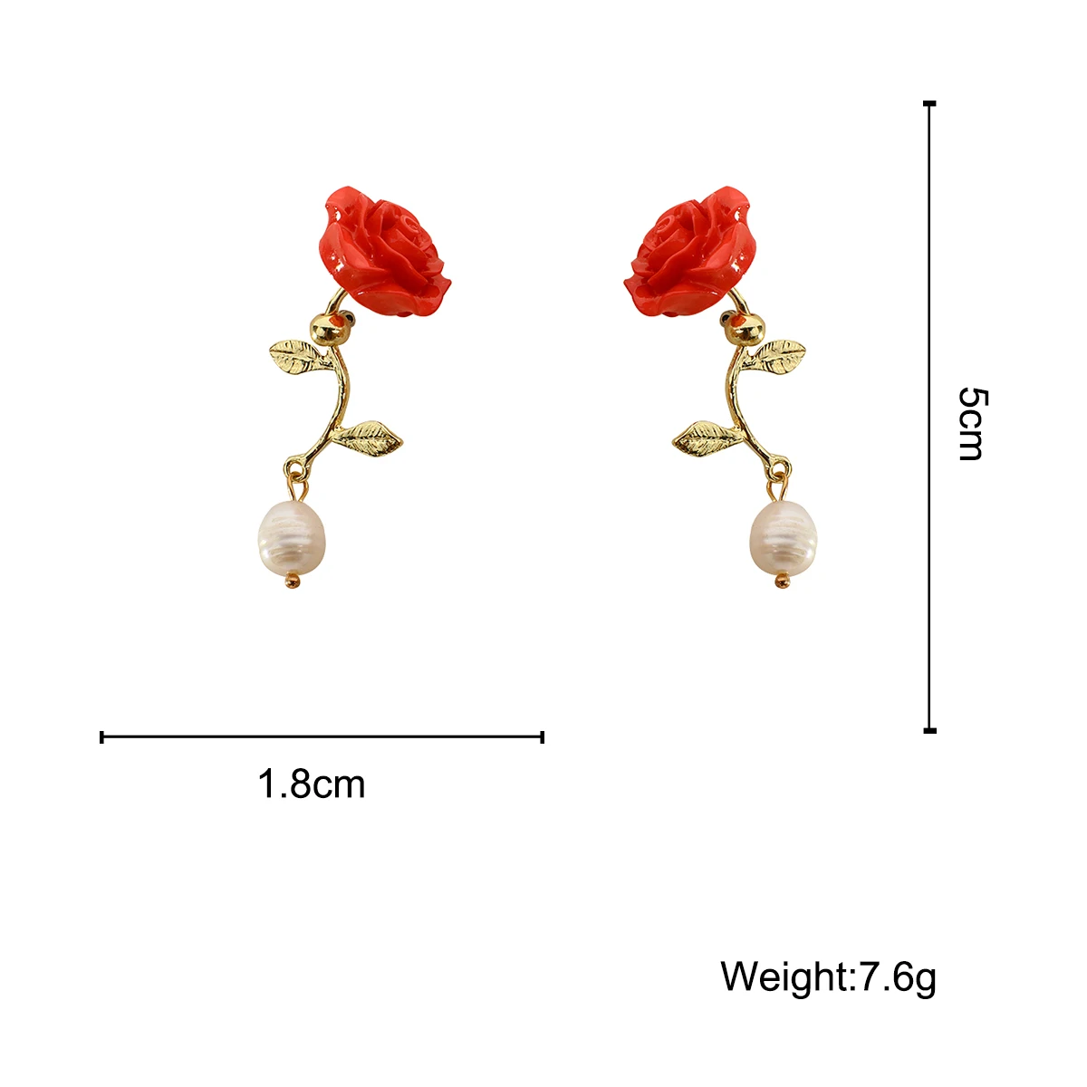 

Vintage Korean Romantic Rose Flower Earrings Exquisite Pearl Stud Earrings for Women Girls Ear Wedding Fashion Jewelry
