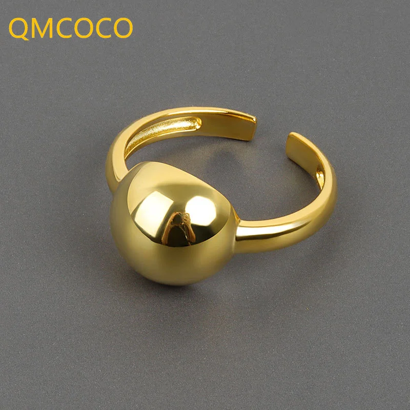 

QMCOCO New Style Fashion Japan-Korea Simple Silver Color Round Ring Design Opening Adjust Trend For Women Birthday Party Gifts