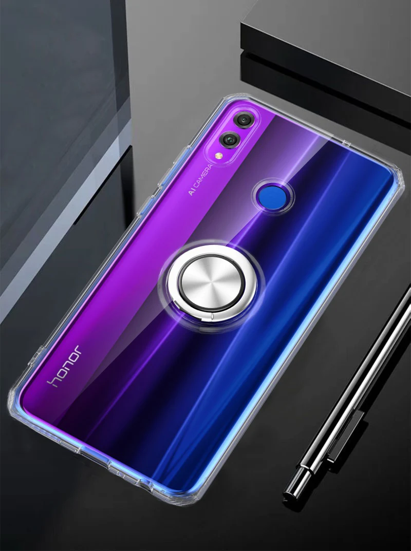 Для huawei Honor 8X чехол Honor8X бизнес с кольцом для пальцев магнетизм держатель прозрачный чехол для huawei Honor 8X чехол для телефона