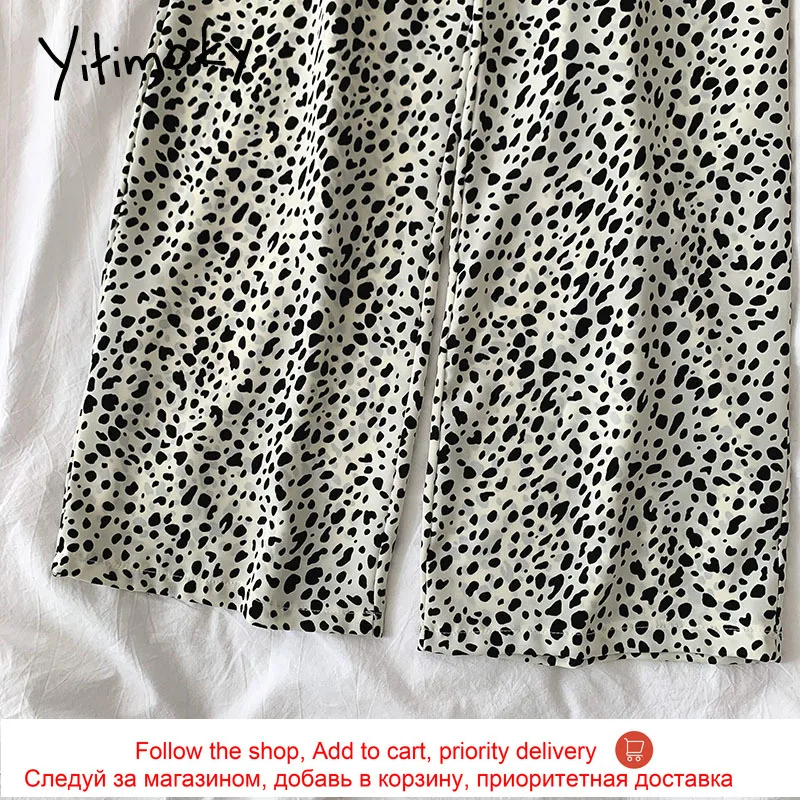 

Yitimoky Dot Elastic High Waist Women Pants Wide Leg Pants Trousers Solid Loose Casual Bandage Spring Summer 2021 New Korean