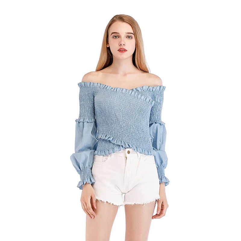 Женская рубашка с открытыми плечами ITOOLIN пляжный укороченный топ длинными