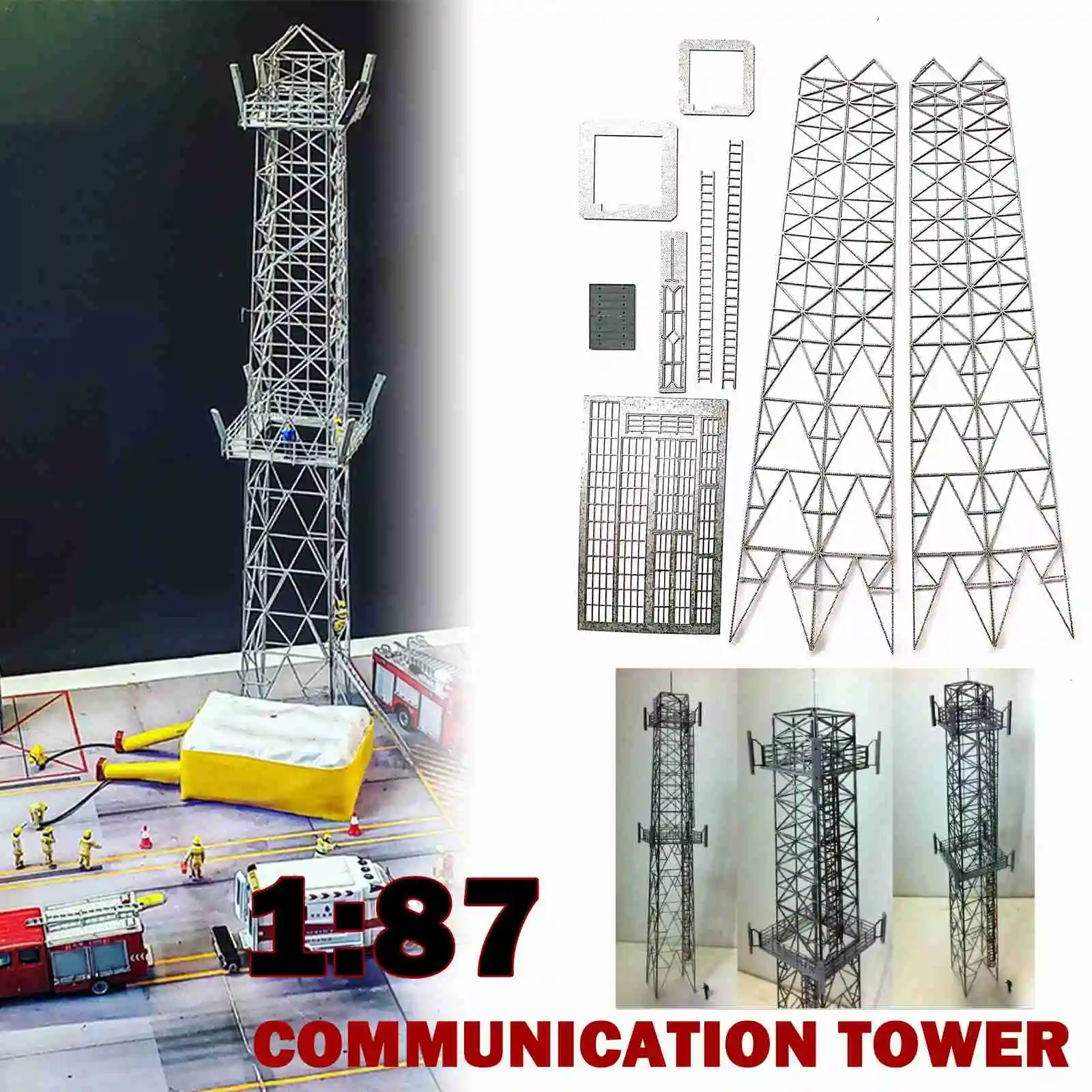 1:87 HO Scale Model Train Railway Communication Tower Sand Table Miniatures Landscape