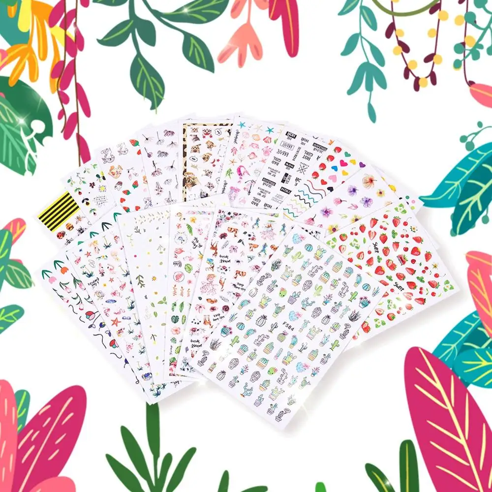 2020 новые Мультяшные наклейки для ногтевого дизайна с кроликом котом оленем