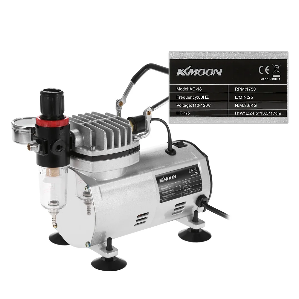 

KKmoon Professional Airbrush Kit With Air Compressor Dual-Action Hobby Spray Air Brush Nail Art Paint Sprayer w/ Cleaning Brush