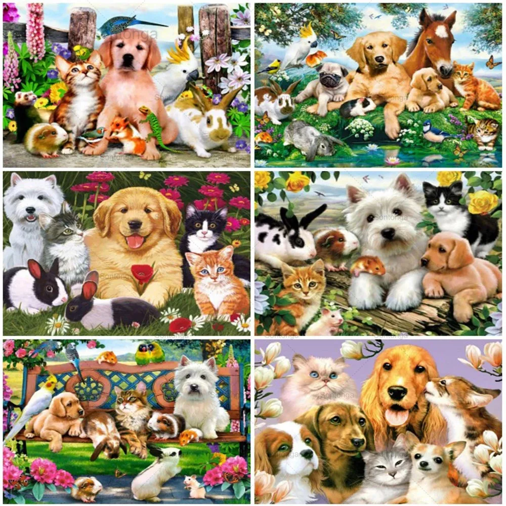 

Sontonga Diamond Painting Set Animal Diamond Embroidery Dog Rhinestones Art Cross Stitch 5D Diy Needlework Child Hobby