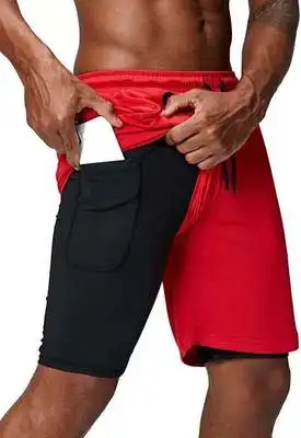 Mannen 2 в 1 шорты для бега занятий фитнесом Snel Droog Strand Korte Broek Mannelijke Zomer Спортивная