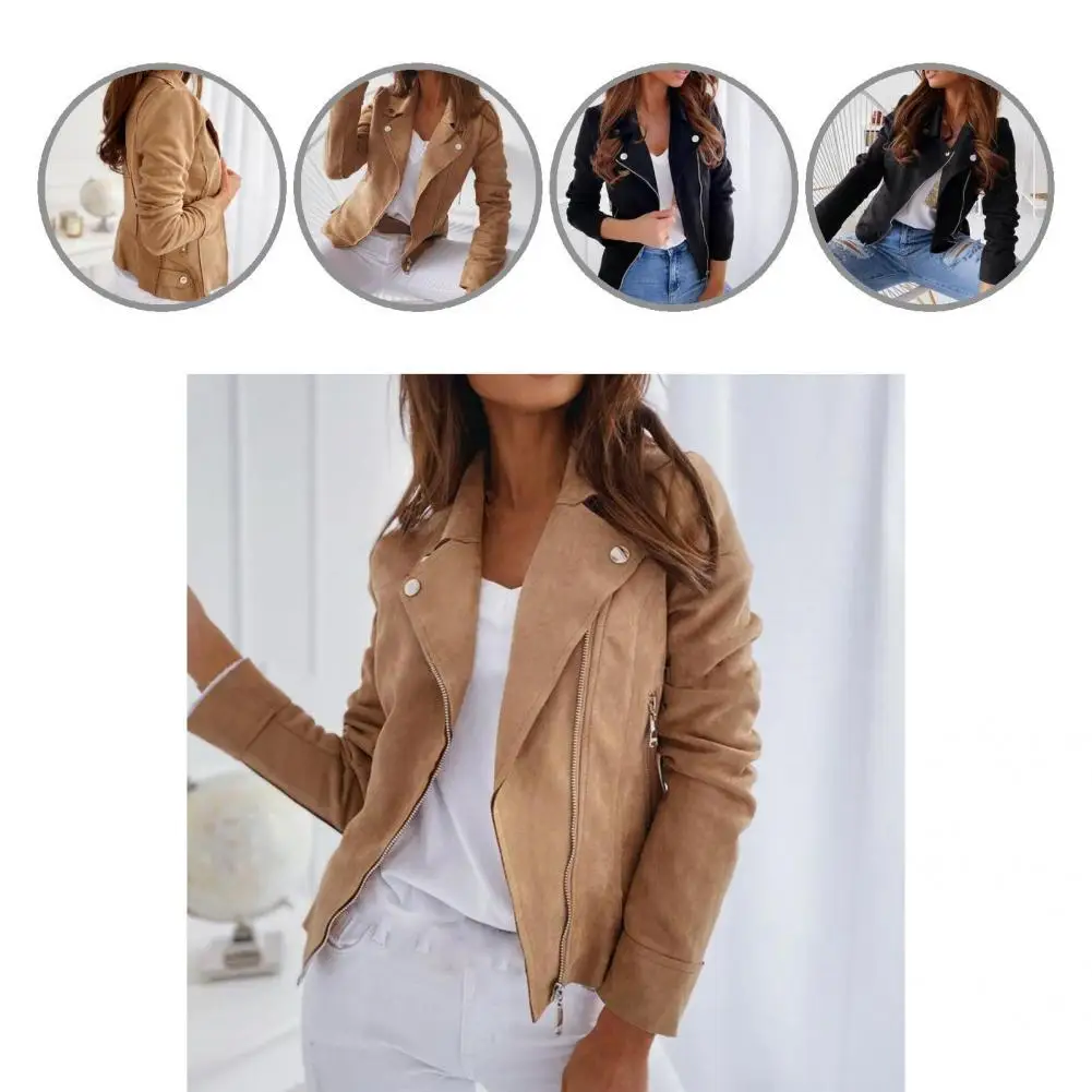 

Cool Great Great Stitching Biker Jacket Lady Clothing Women Coat Smooth for Outdoor