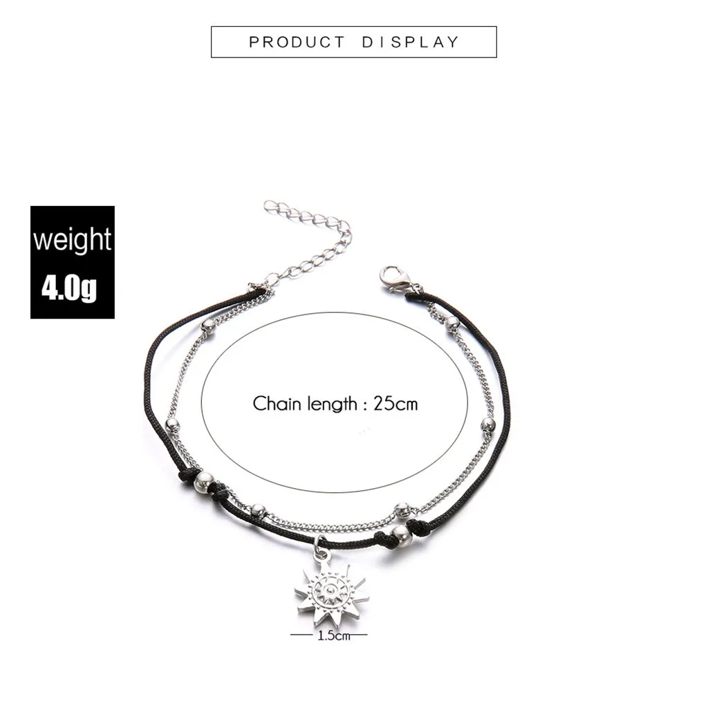 Женский браслет на щиколотке богемная подсолнуха Длинная цепочка европейский и