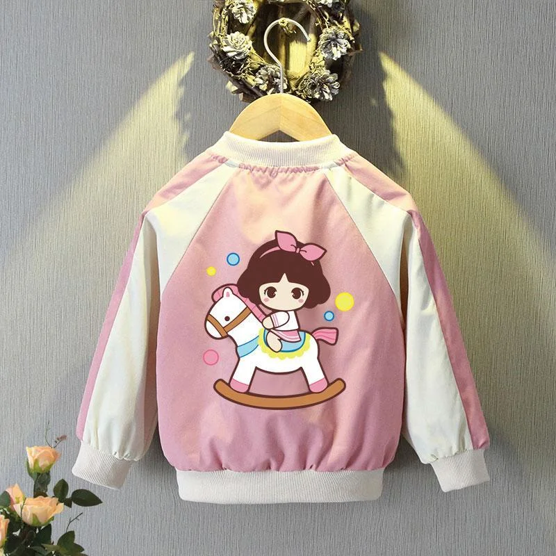 

Детская бейсбольная куртка с капюшоном и длинным рукавом, с мультяшным принтом