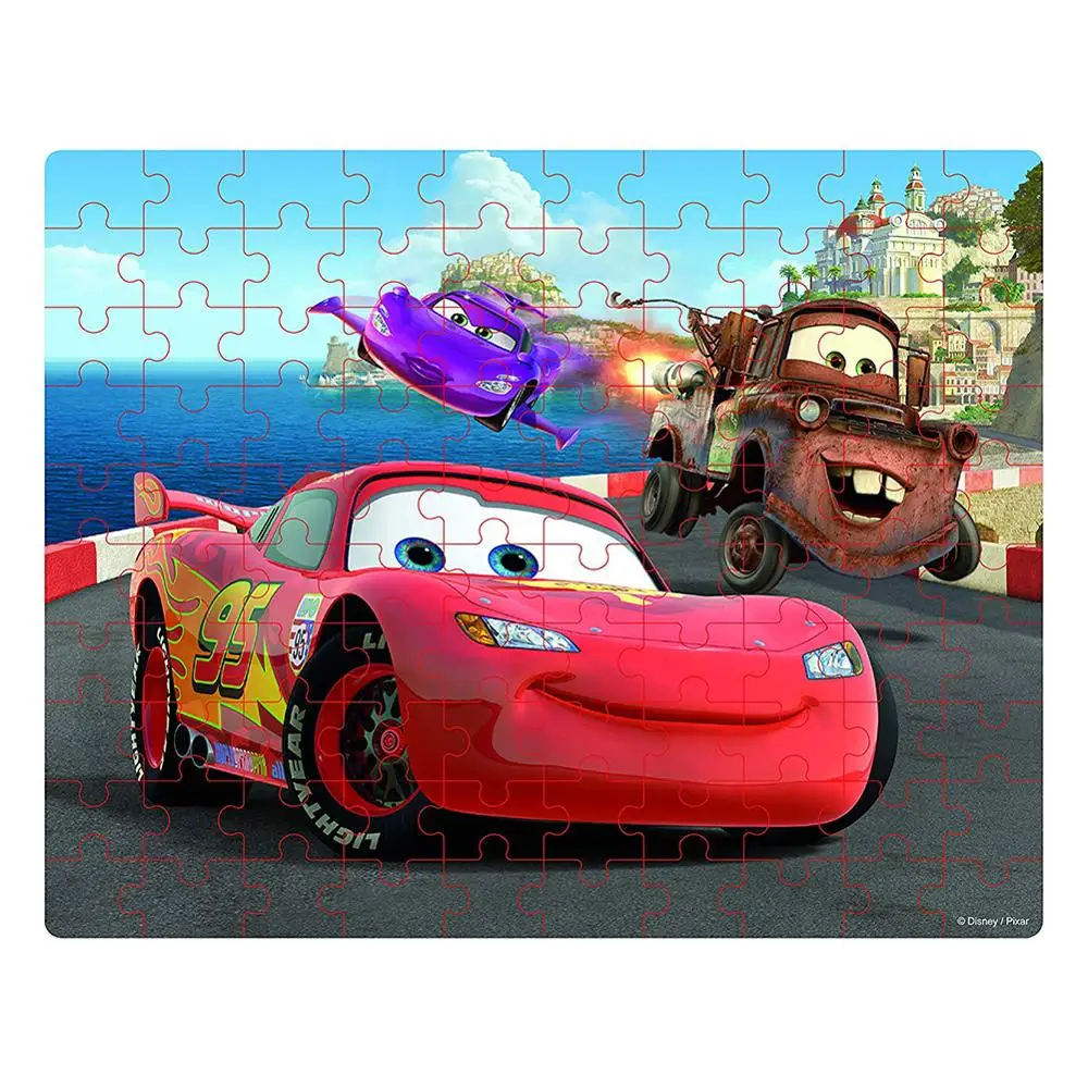 Racing Car Disney принцессы 100 шт Белоснежка головоломки для детей возраста от 4 до 8 лет для детей обучающие игрушки - Цвет: Racing Car