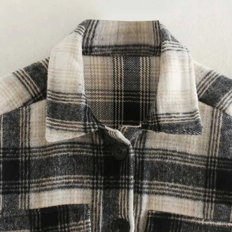 

New Women Autumn Jackets Coats Fashion long sleeve V-neck Plaid Coats Women Down Cotton button Parkas Pocket Female outwear