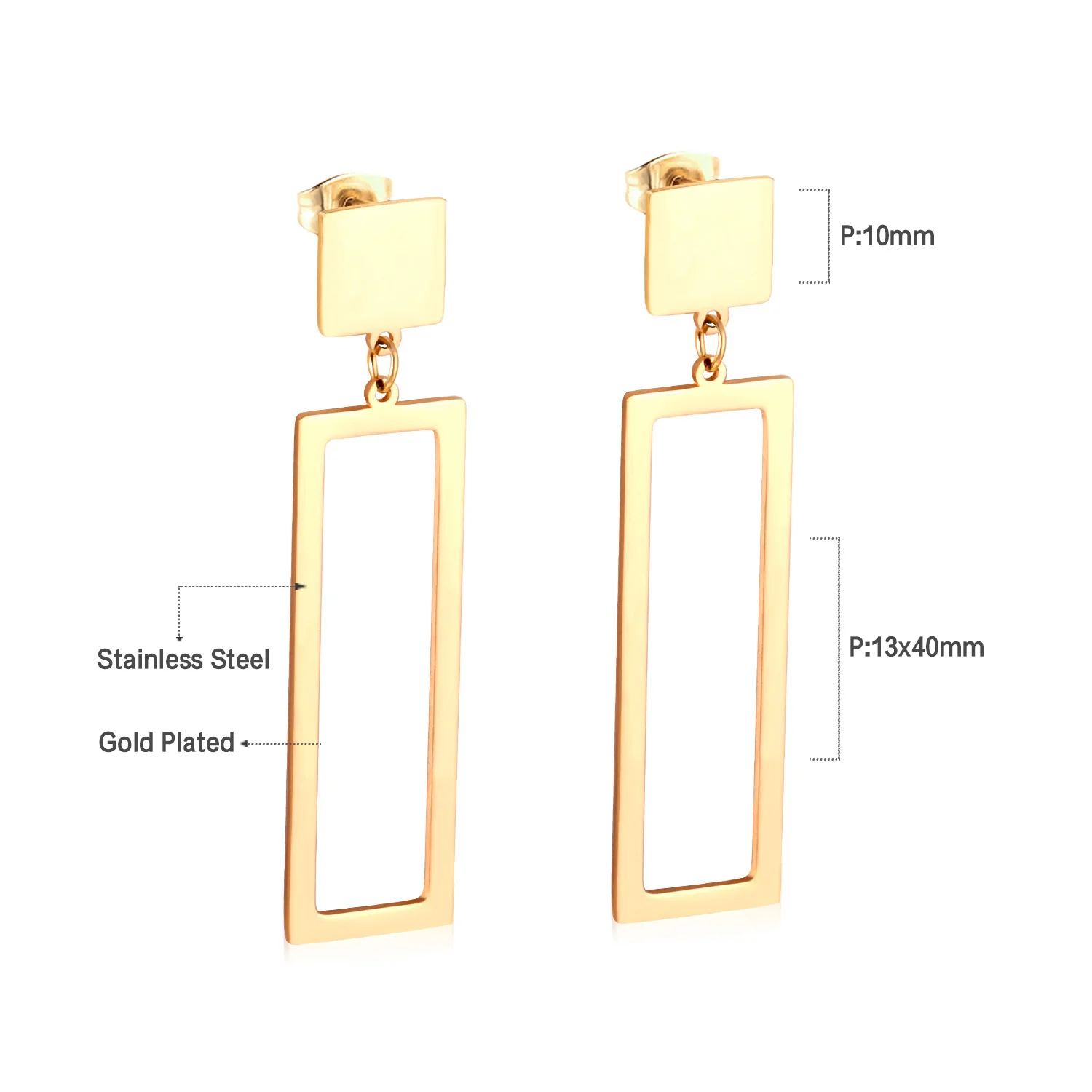 LUXUKISSKIDS Korean Statement Square 316L Stainless Steel Drop Jewelry Earrings Set For Women Party Gift Gold/Silver Earrings