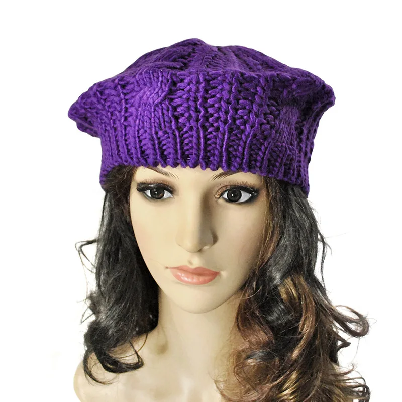 

YSDNCHI Beret Braided Hats Baggy Beanie Crochet Warm Winter Hat Ski Cap Wool Knitted Caps Fashion Women Lady Hats Drop Shipping