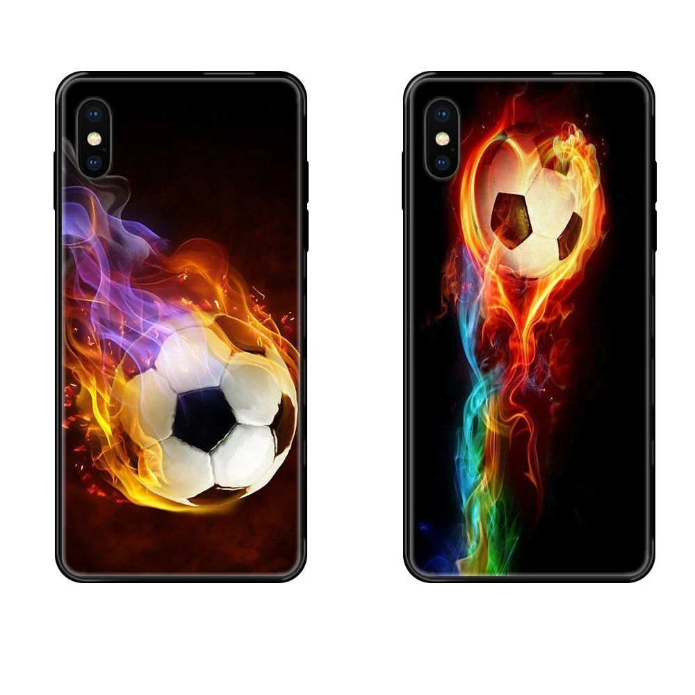 Черный мягкий ТПУ защитный чехол для онлайн футбола огненный мяч новый стиль