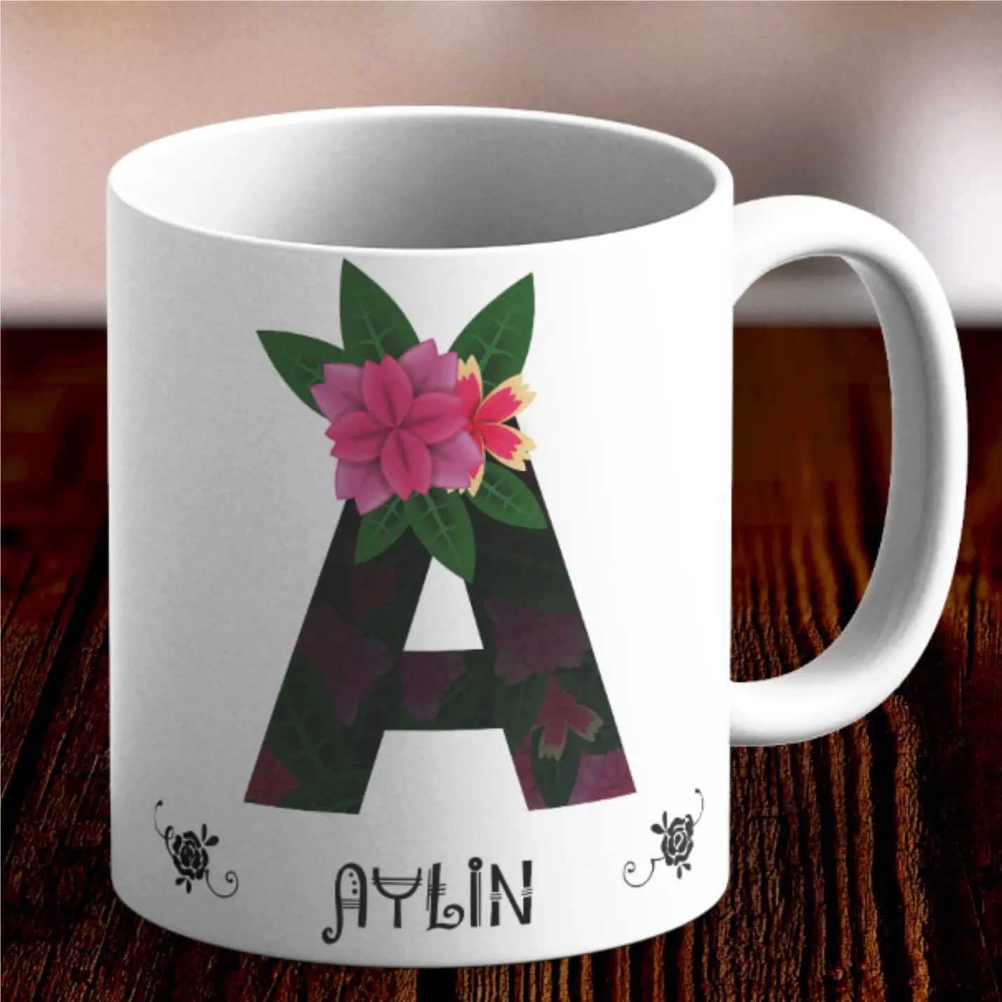 

Personalized Letter A Design Mug Cup