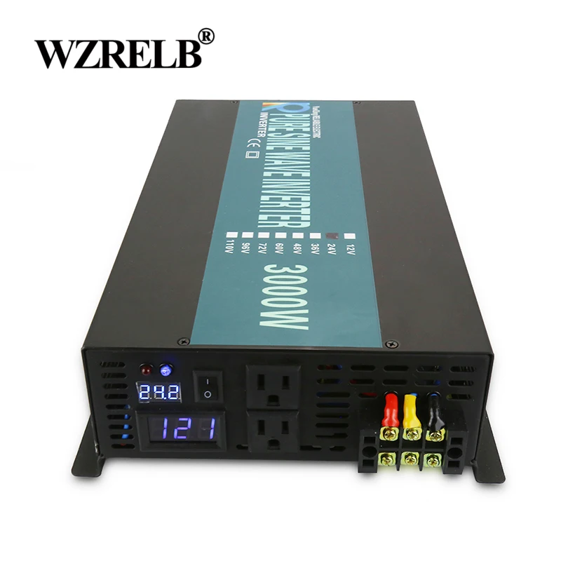 Pure Sine Wave Power Inverter 3000W 12V 220V 12V/24V/48 DC to 120V/230V/240V AC Solar Panel Inverter Generator Voltage Regulator