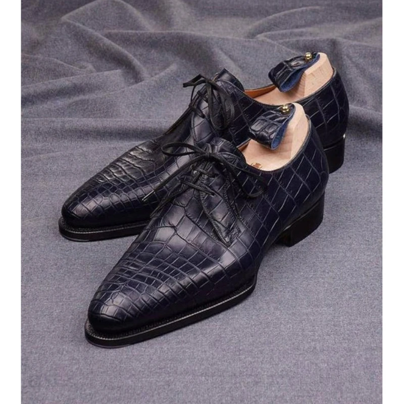 

Туфли дерби ZZ501 мужские на шнуровке, классические удобные деловые туфли, заостренный носок, низкий каблук, искусственная кожа, весна-осень