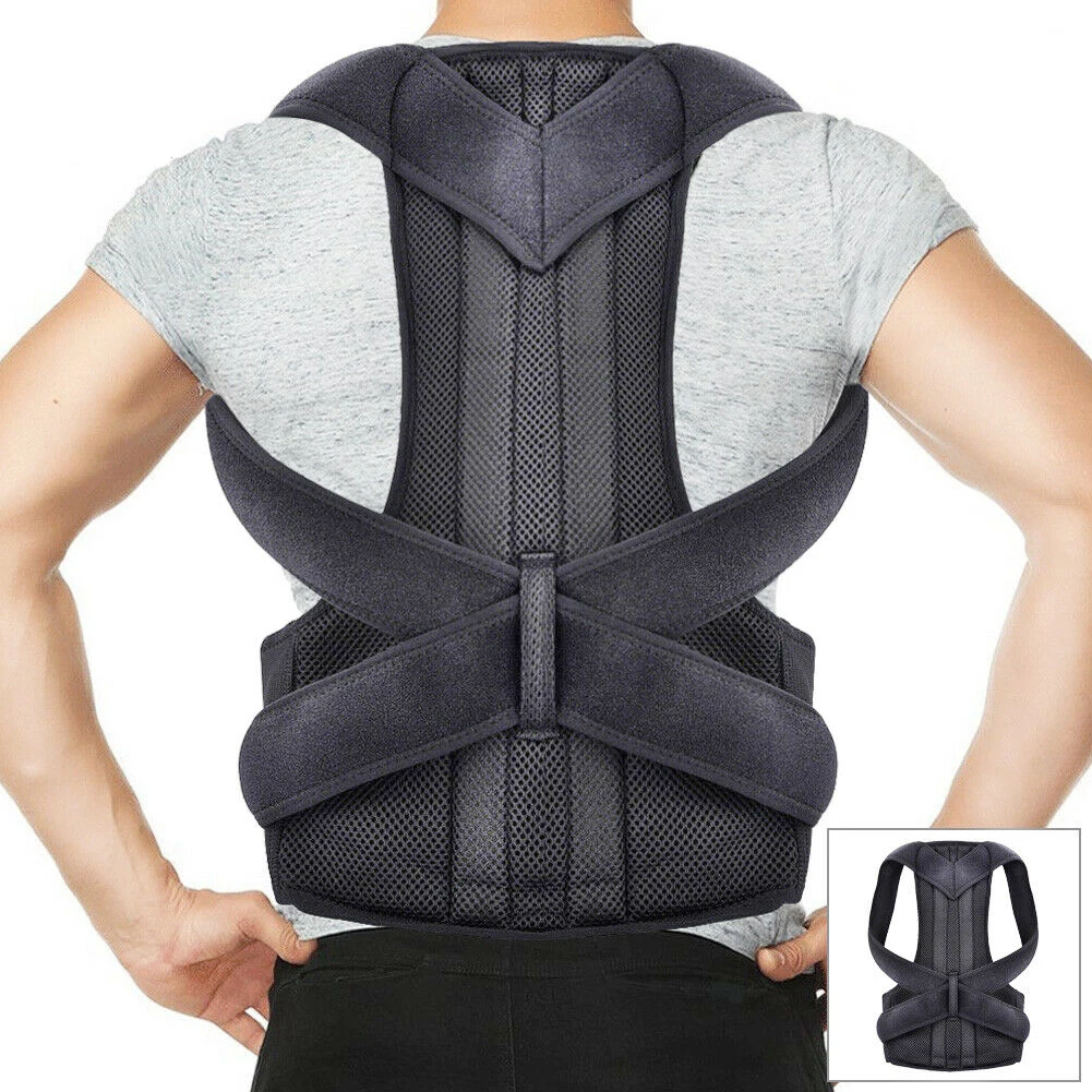 Posture Corrector Back Lumbar Support Shoulder Back Brace Belt Neck Pain Relief Neoprene Strap Pain Relief Belt Adjustable Steel
