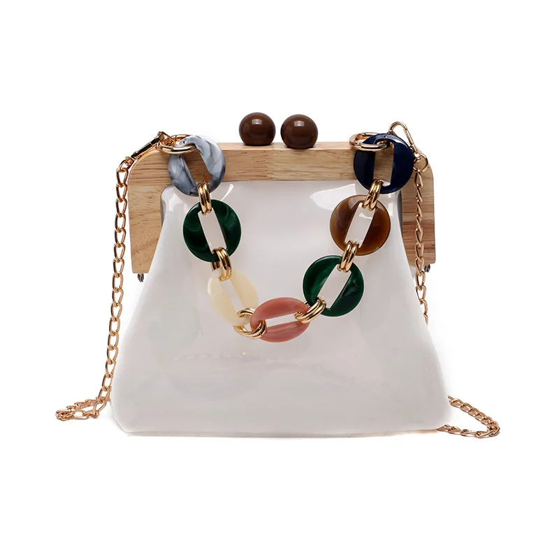 

Transparent small bag western style female bag 2020 new wild chain messenger bag net red single shoulder clip bag