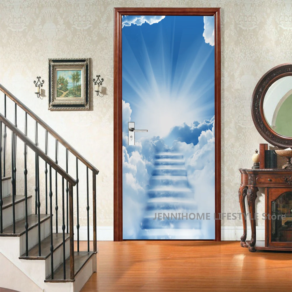 

Настенные 3D наклейки на дверь, настенные виниловые обои с изображением пейзажа, привлекательные женские фрески для дверей, Современный домашний декор из ПВХ