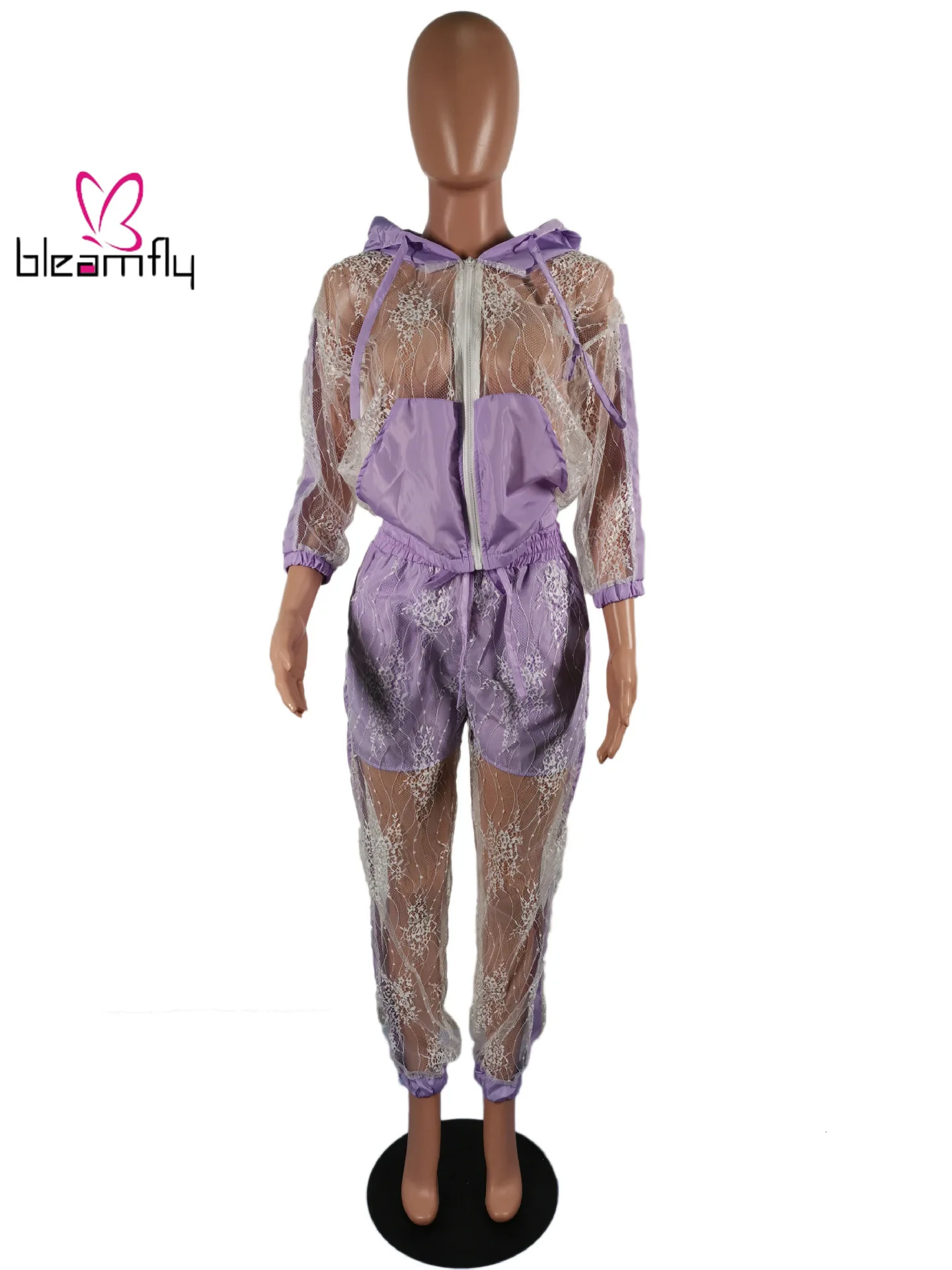 Осенний женский кружевной Тренч с капюшоном брюки карандаш комплект из двух