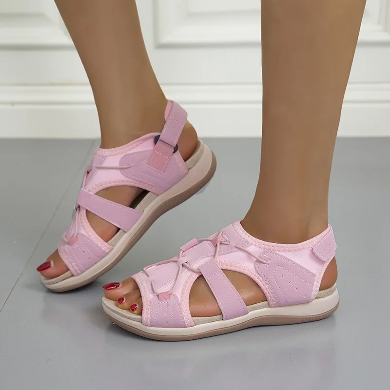

Fashion Gladiator Sandals for Women 2022 New Round Head Breathable Casual Shoes Woman Plus Size 43 Flat Beach Sandals Women