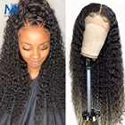 Парик для чернокожих женщин, фронтальные натуральные волнистые и влажные, 30 34 дюйма, 13 х4