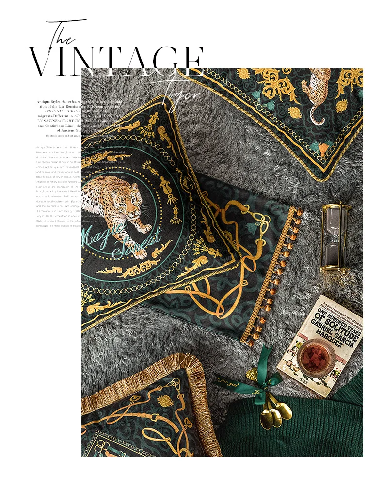 Роскошная Бархатная подушка в классическом дизайне с животными чехол для