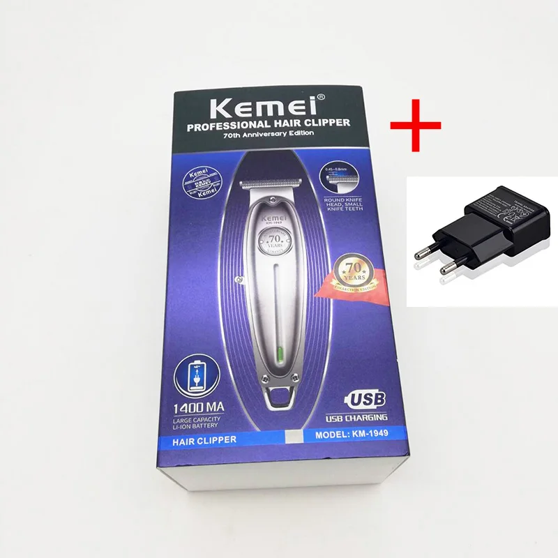 with box Kemei 1949, профессиональная машинка для стрижки волос, полностью металлическая, Мужская электрическая Беспроводная Машинка для стрижки волос 0 мм - Цвет: with box
