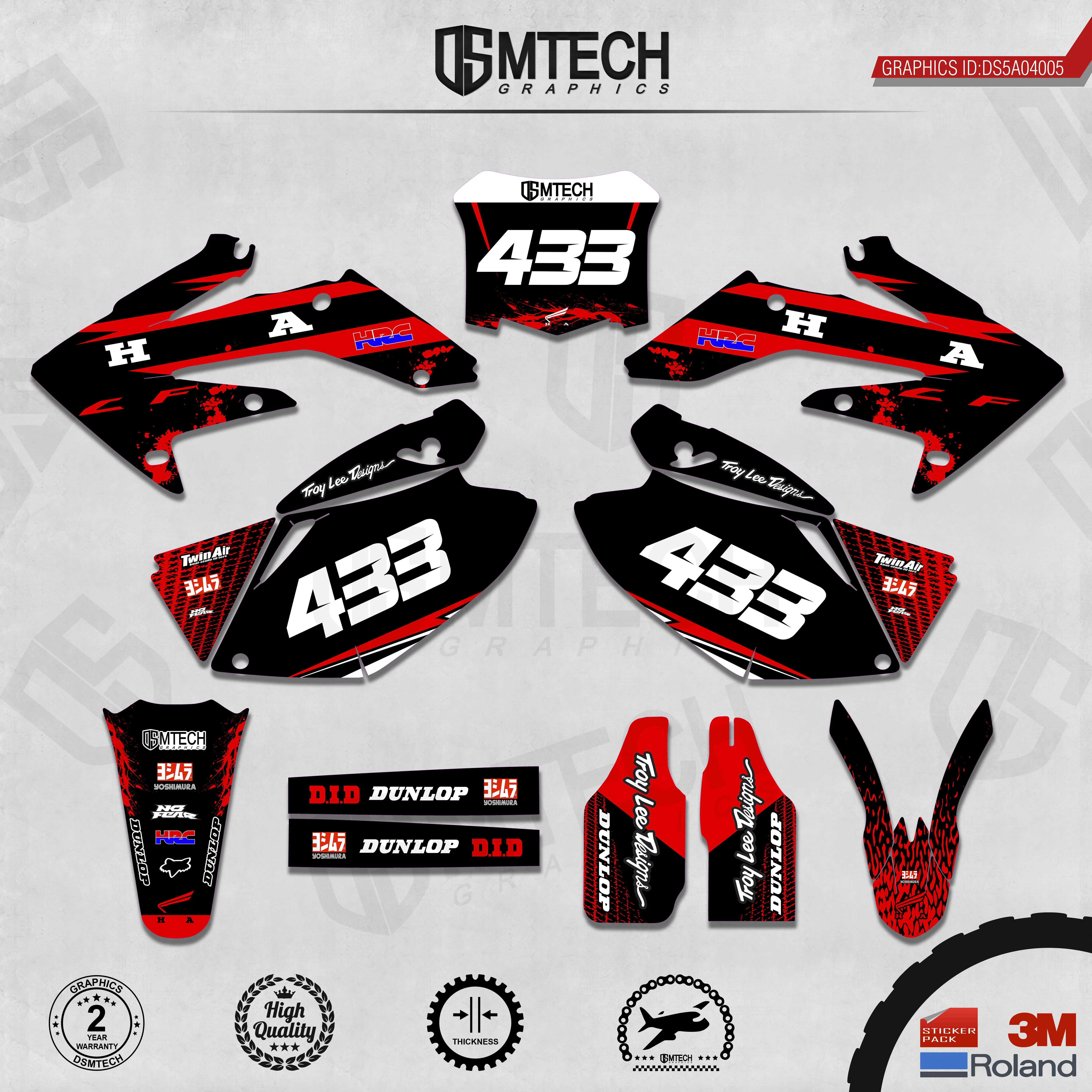 DSMTECH Customized Team Graphics Backgrounds Decals 3M Custom Stickers For 2004-2005 2006-2007 2008-2009 CRF250R 005