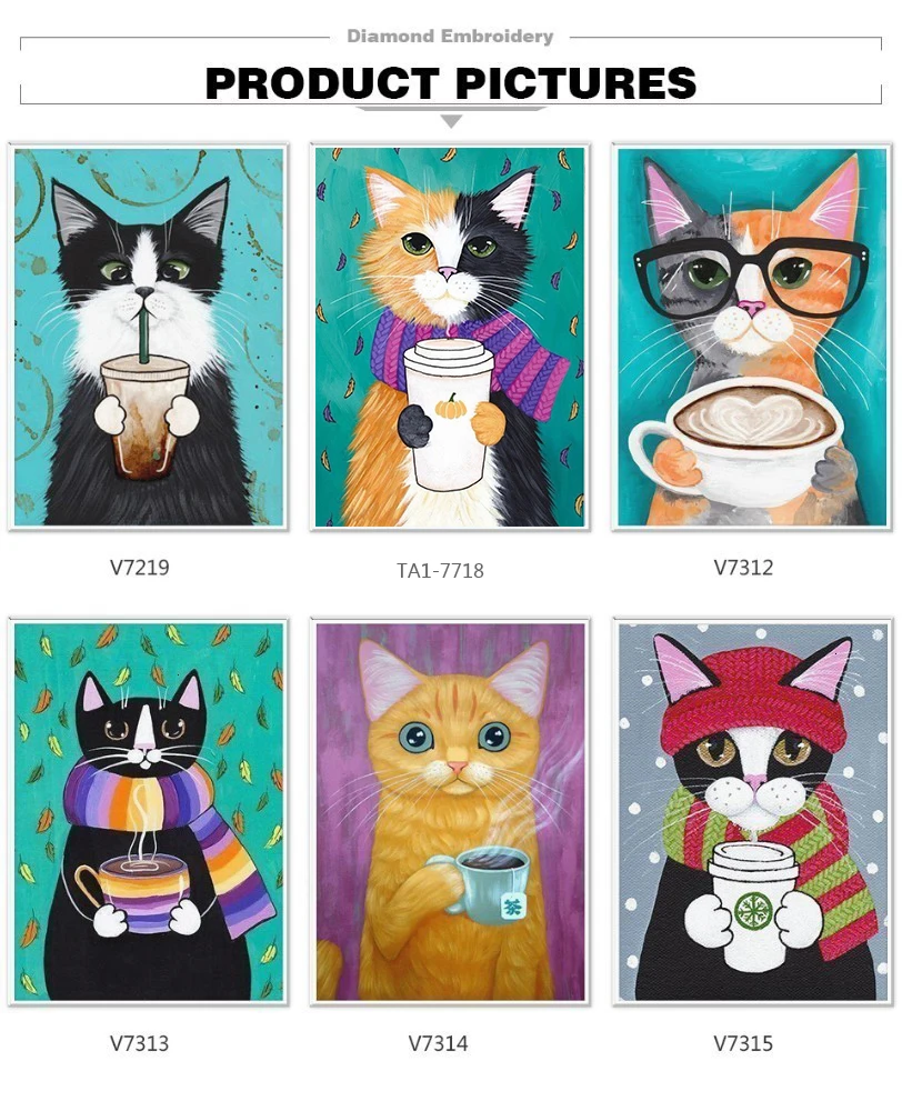 Evershine DIY Diamond Embroidery Cat Diamond Painting Full Square Rhinestones Cartoon Animals Diamond Mosaic Home Decoration
