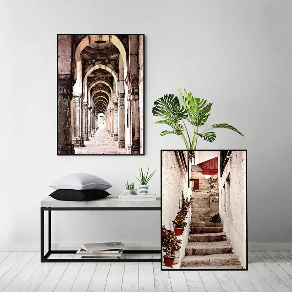 ВИНТАЖНЫЙ ПЛАКАТ пустыня верблюд архитектура картина стены искусства плакаты