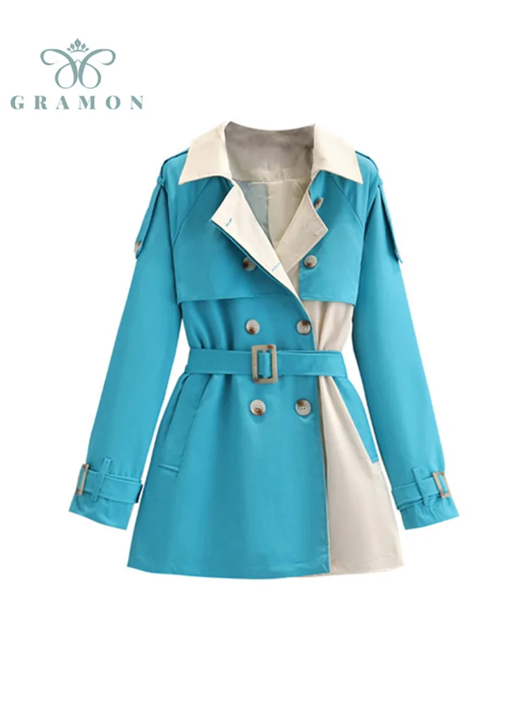 

Women Trench Jackets Korean Chic Oversized Coat Long Sleeve Windbreaker Autumn Winter New Double Breasted Belt Chaquetas Mujer