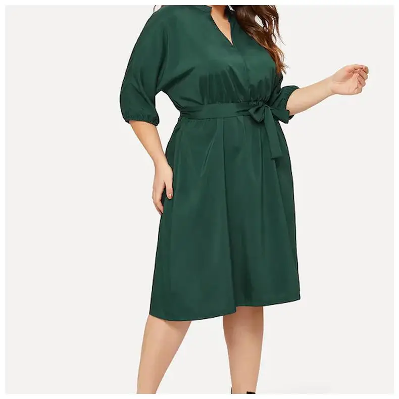 COCOEPPS L-6XL, женские платья размера плюс, осенне-зимнее платье, элегантная свободная одежда большого размера, повседневные офисные платья с длинным рукавом