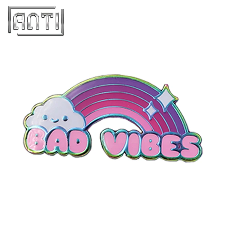 Пользовательские радужные металлические цветочные мягкие эмалевые нагрудные