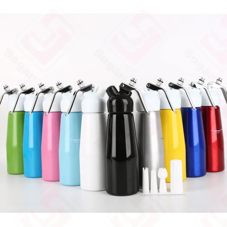 Pistola dispensadora de crema batida con boquillas, herramienta de decoraci&oacute;n profesional de aleaci&oacute;n de aluminio, 250/500ml-0