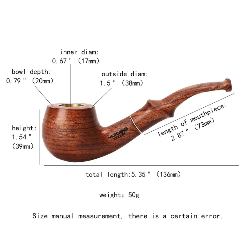 

Tobacco Pipe Cigar Pipe Smoking Pipe Rosewood Wooden Pipes Tobacco Tube Smoke 2 Use 9mm Activated Carbon Filter
