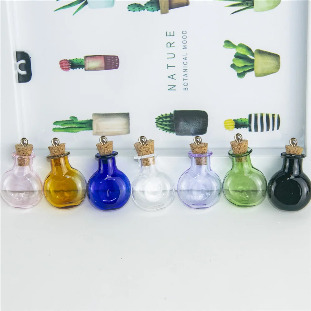 Мини Стеклянная бутылка с металлической подвеска петли милые пробки флаконы