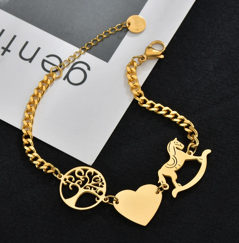 

Life Tree Custom Name Bracelets Bangle Personalized Lucky Charm Date Number Letter Carousel Name Gold Women Children Bracelets