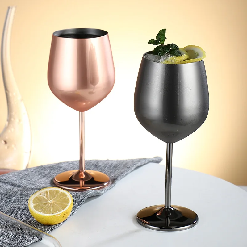 

2pcs Stainless Steel Wine Glasses Champagne Glasses Single-Walled Insulated Unbreakable Goblets Metal Stemmed Wine Tumblers
