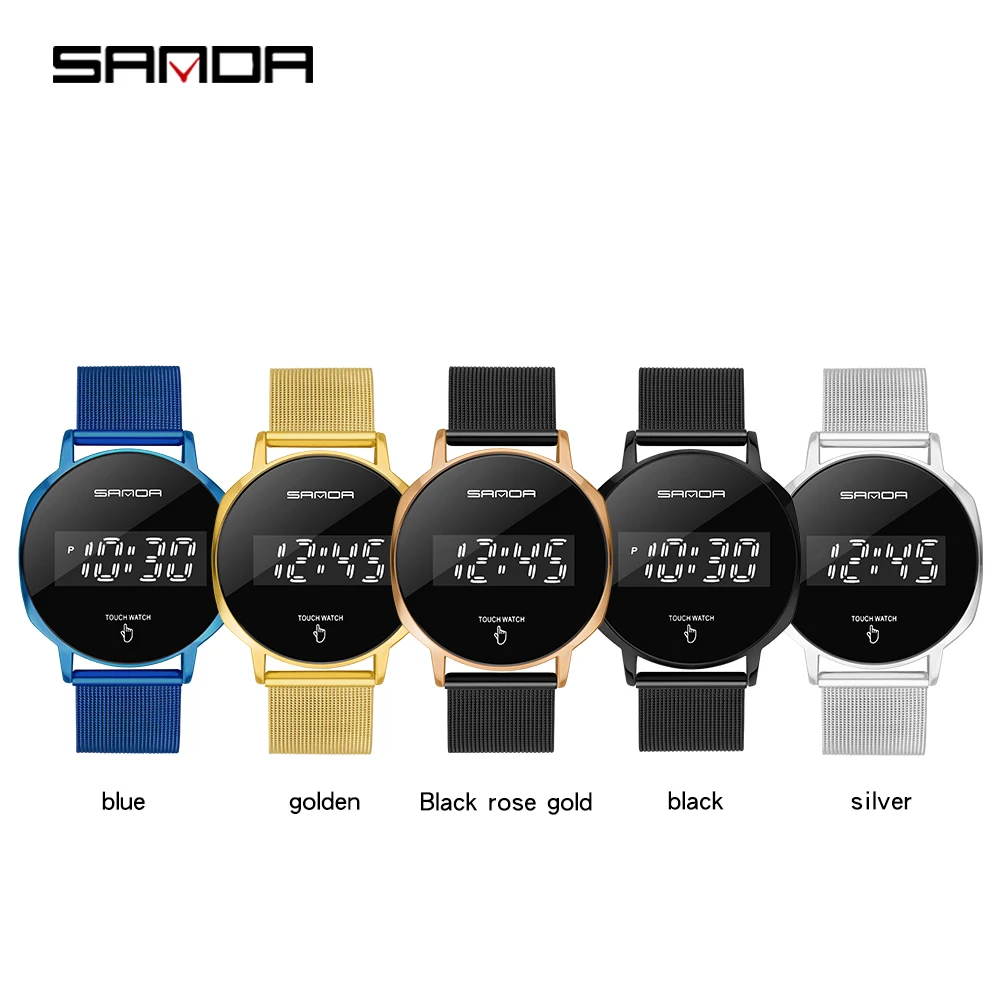 

New Arrival Hot Selling Fashion Designer Touch Screen LED Wristwatch For Man SANDA 8004 Alloy Case And Strap Luminous 5ATM Watch