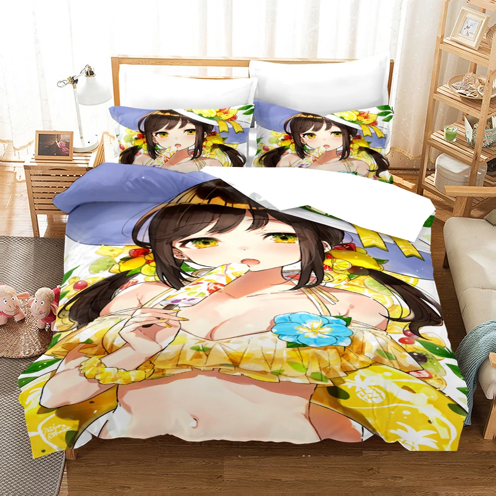 

Bedding Set Japanese Anime 3D Printed Cartoon Duvet Cover Pillow Cases for Adults Bedroom Bed Quilt Cover Set Queen King Size