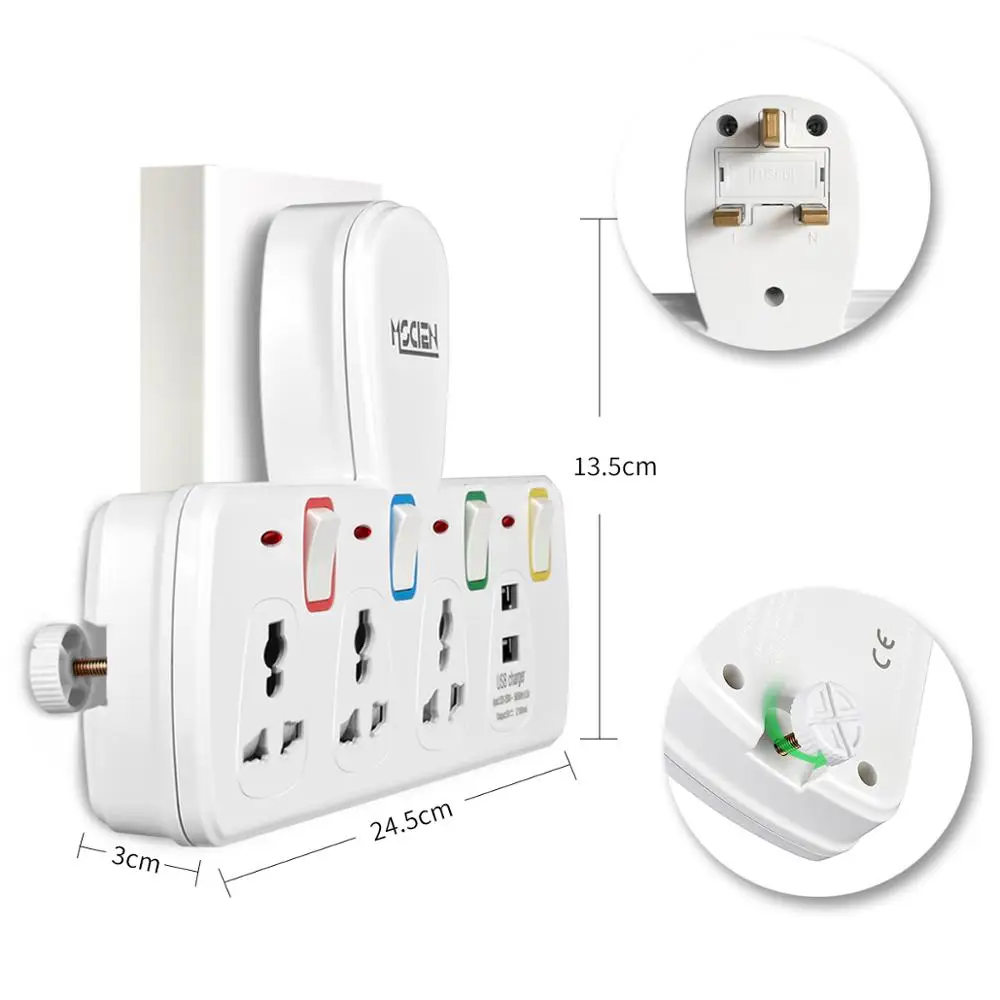 Mscien 3 Way Разъем расширения с 2 портами (стандарт Multiplug зарядное гнездо