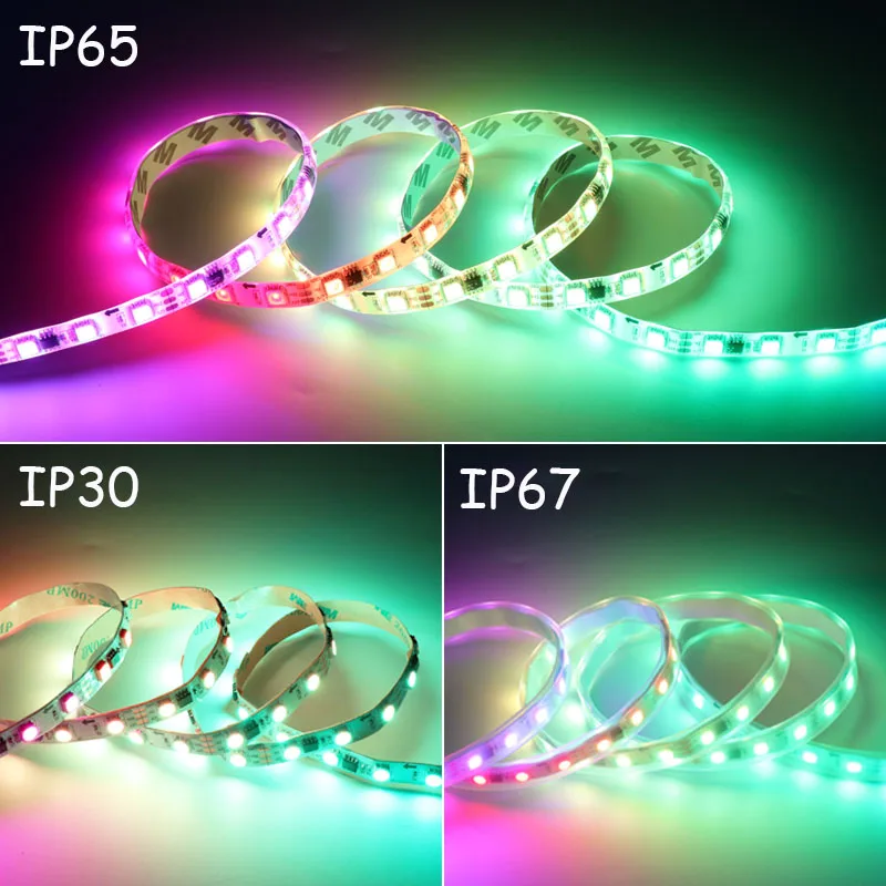 5m WS2811 Светодиодные ленты DC 12V RGB 30/48/60 светодиодный s смарт Addressable пикселей черный