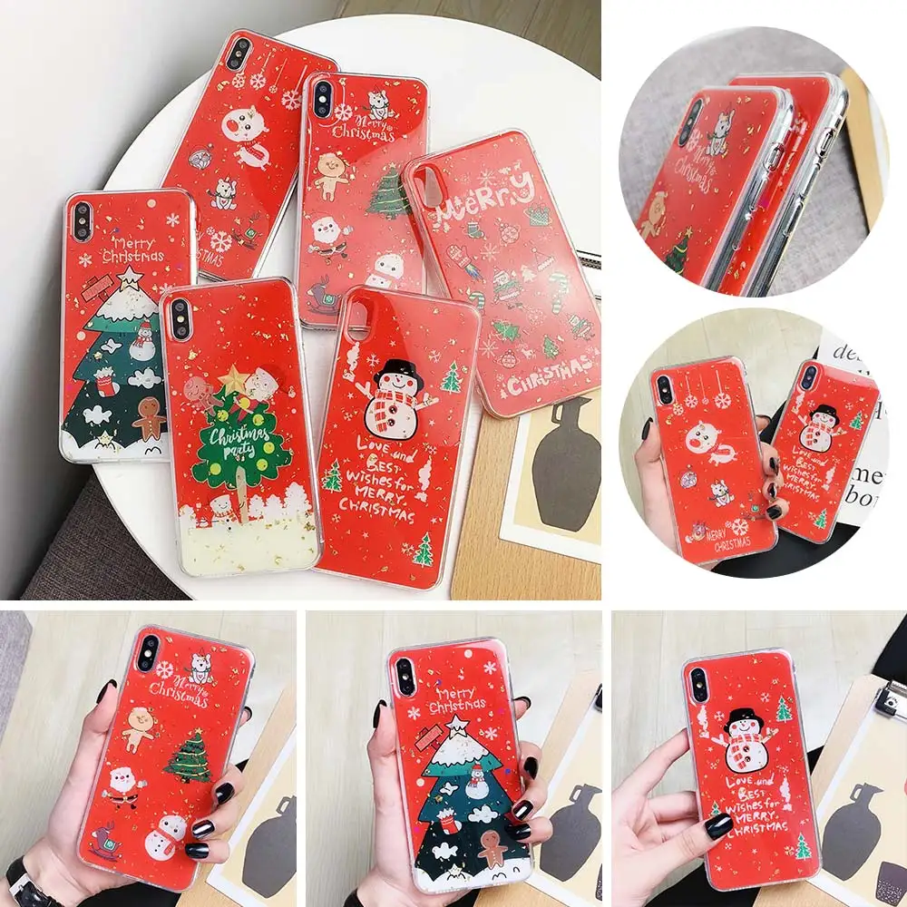 Рождественские подарки на Новый год глянцевый чехол для телефона iphone X/XS MAX XR 6/6S Plus