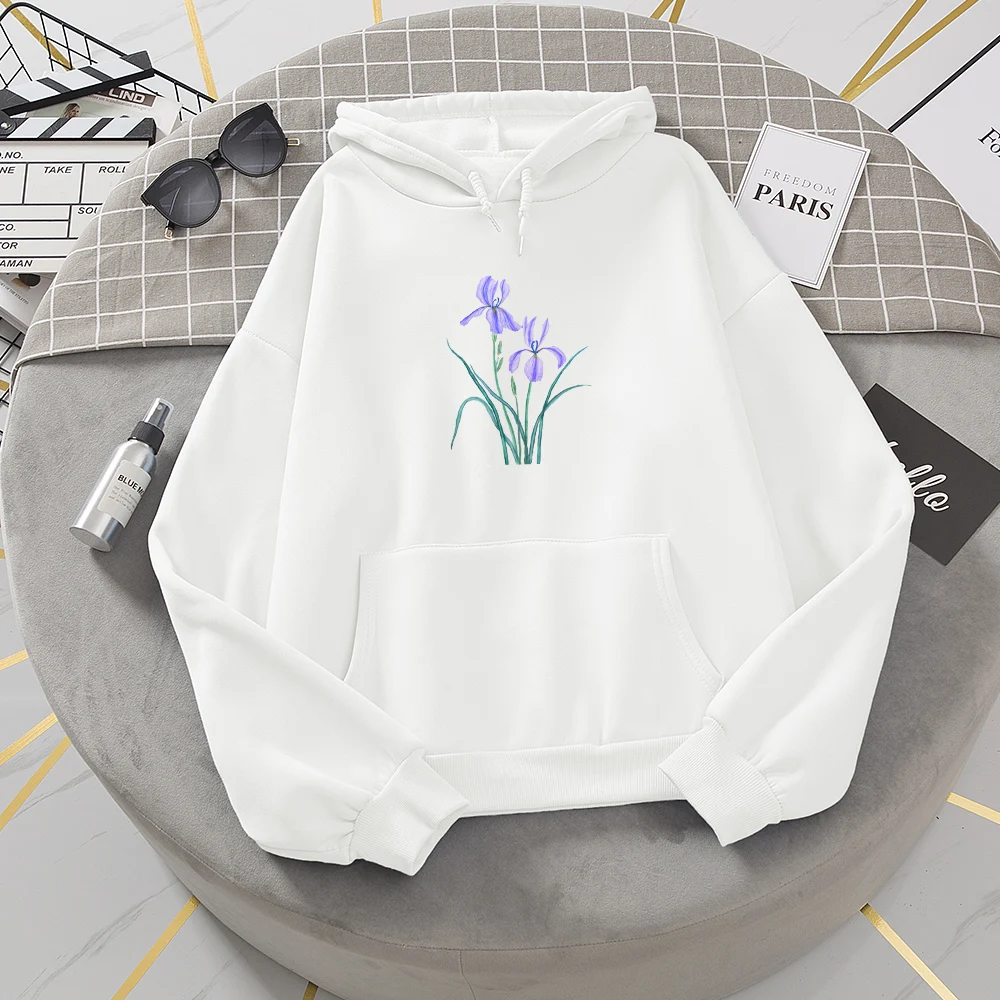 

Casual Loose Plus Size Female Pullovers Streetwear Women Harajuku Rose Hoodies Winter Kpop Flower Print Korean Style Sweatshirt