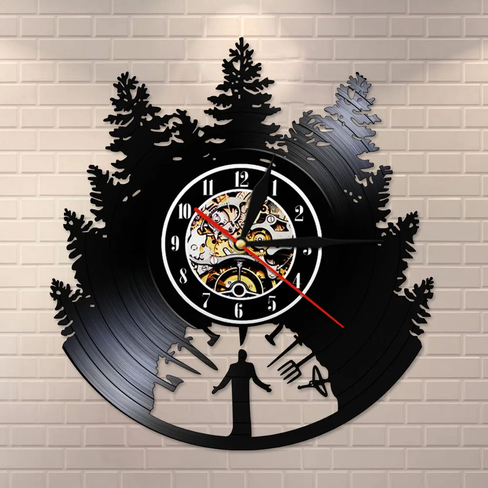 Настенные часы с виниловой пластиной винтажные садовые инструменты в фермерском