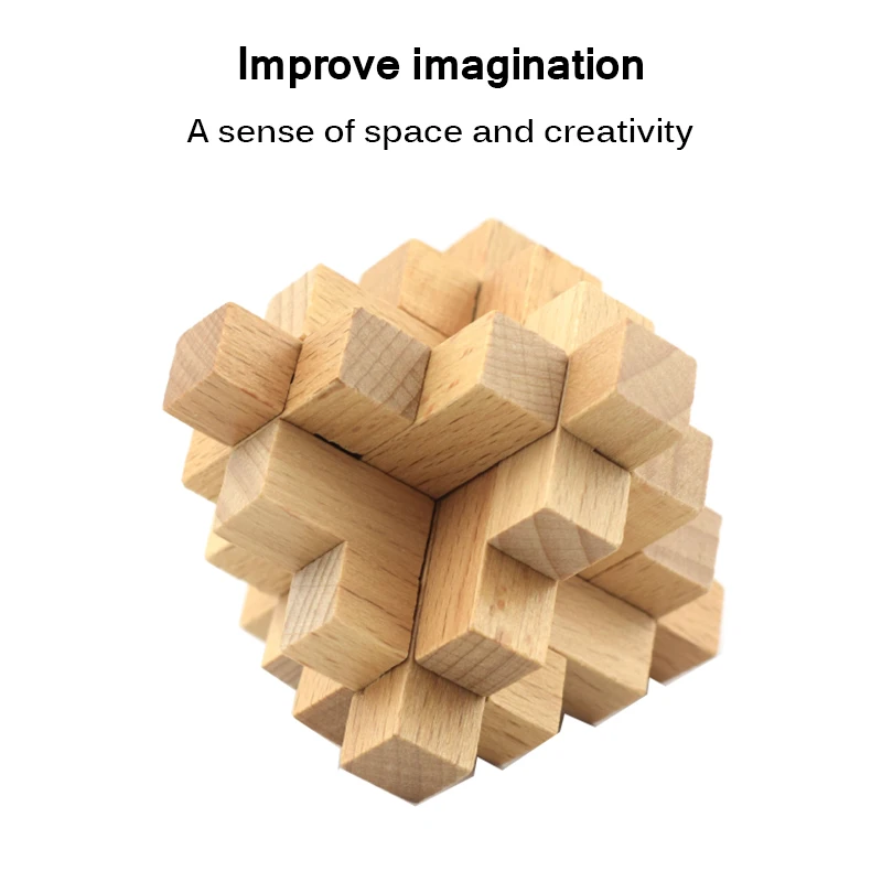 

Children Kongming Lock Educational GameToy Wooden Intellectual Kongming Lock Puzzle Adults Exercise Stress Relieve Brain Teaser
