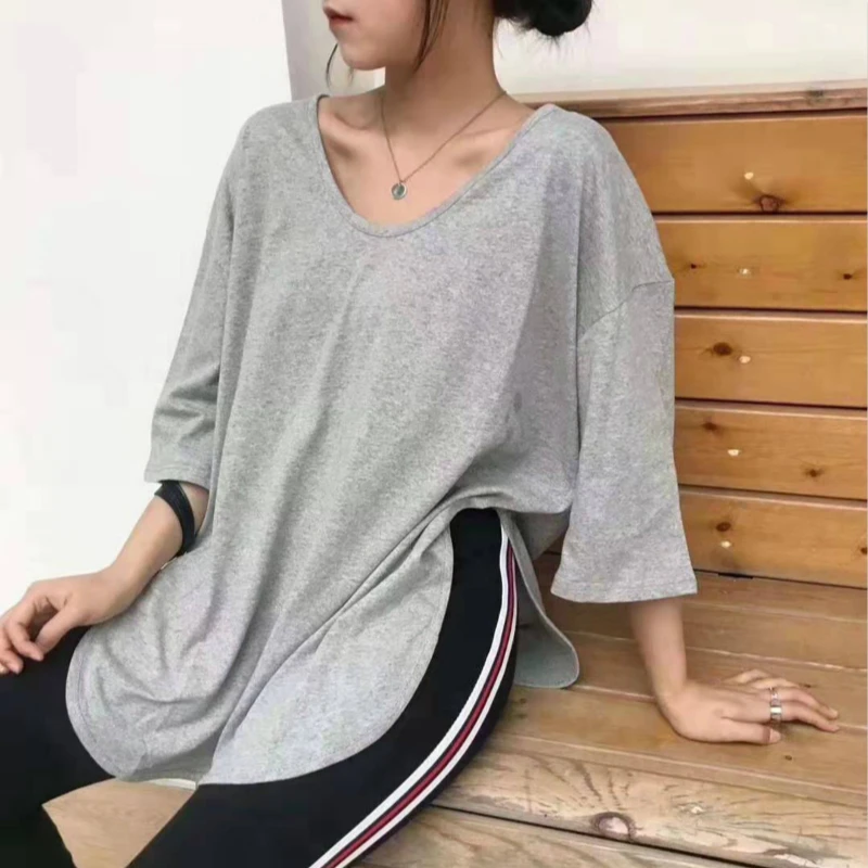 Женская футболка с коротким рукавом и овальным разрезом весенне-летний